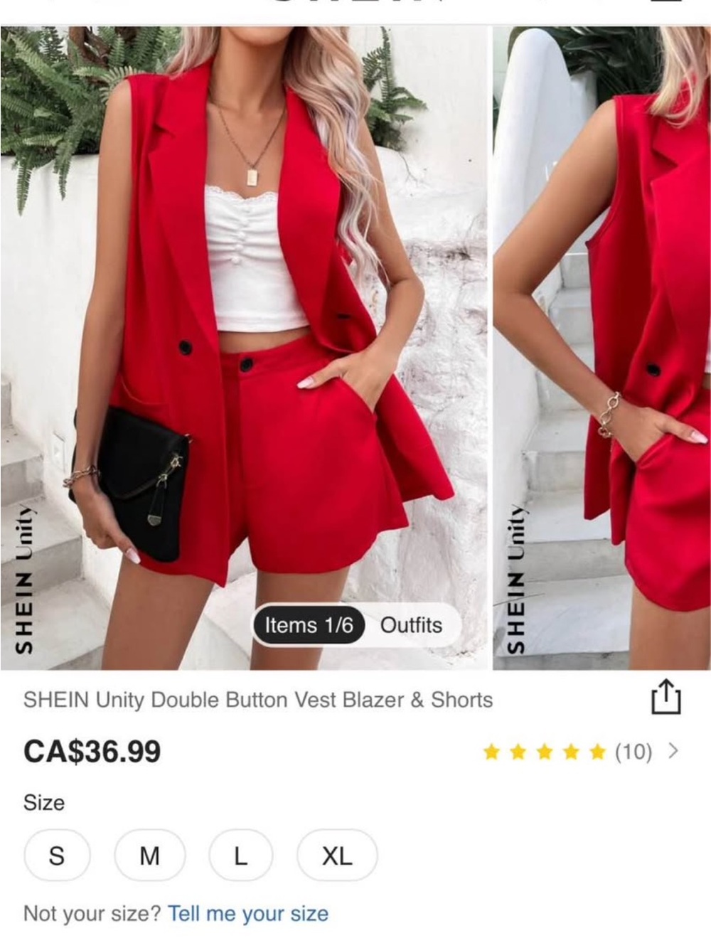 Red Sleeveless Blazer & Shorts Set